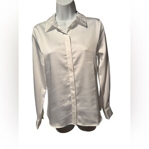 Women's Long Sleeve Satin Button-Down Shirt - A New Day White XS